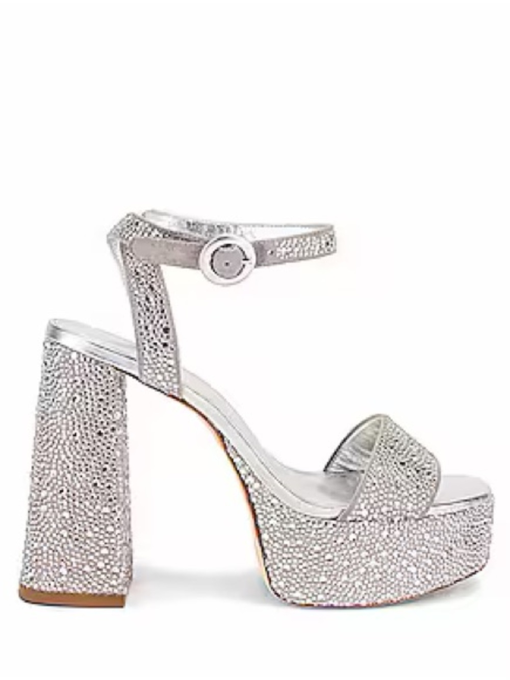 Larroude Silver Dolly Crystal Playform  Heeled Sandals Size 11 worn once no box
